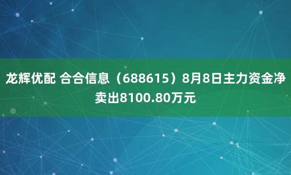 龙辉优配 合合信息（688615）8月8日主力资金净卖出8100.80万元