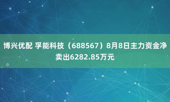 博兴优配 孚能科技（688567）8月8日主力资金净卖出6282.85万元